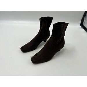 Donald J Pliner Brown Suede Block Heel Ankle Boots Womens Size 6.5M